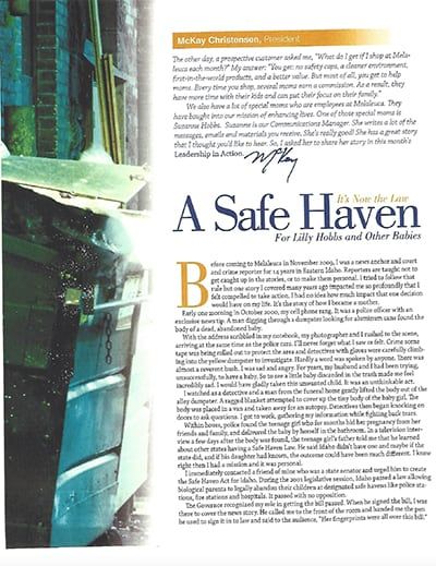 Leadership in Action feature, headlined A Safe Haven.