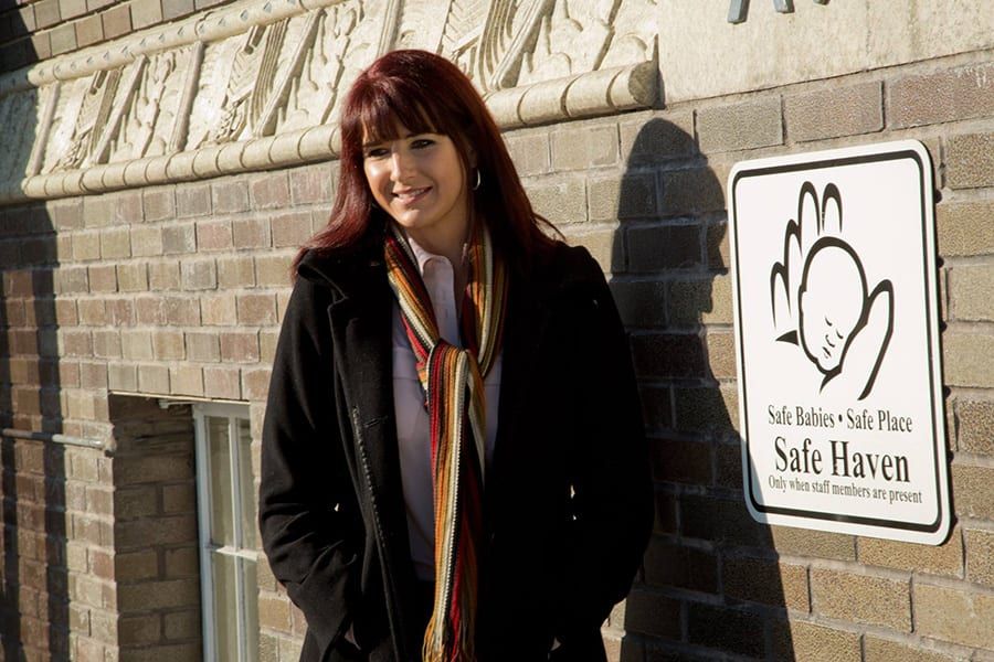 A Safe Haven sign going up outside a building in Idaho.